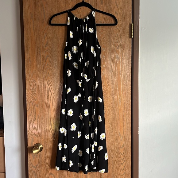 Kate Spade Black Tie High Neck Dress w/ Daisies & Cinched Waist Size 4 - Picture 8 of 9